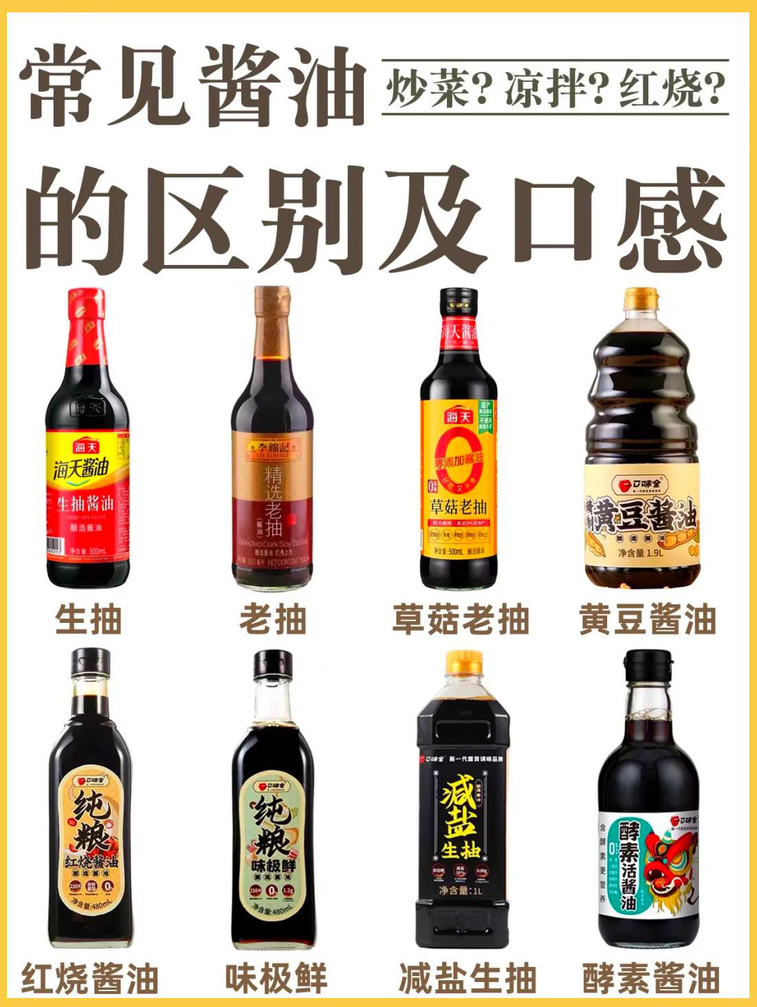 常见酱油的区别和口感，一文全解！